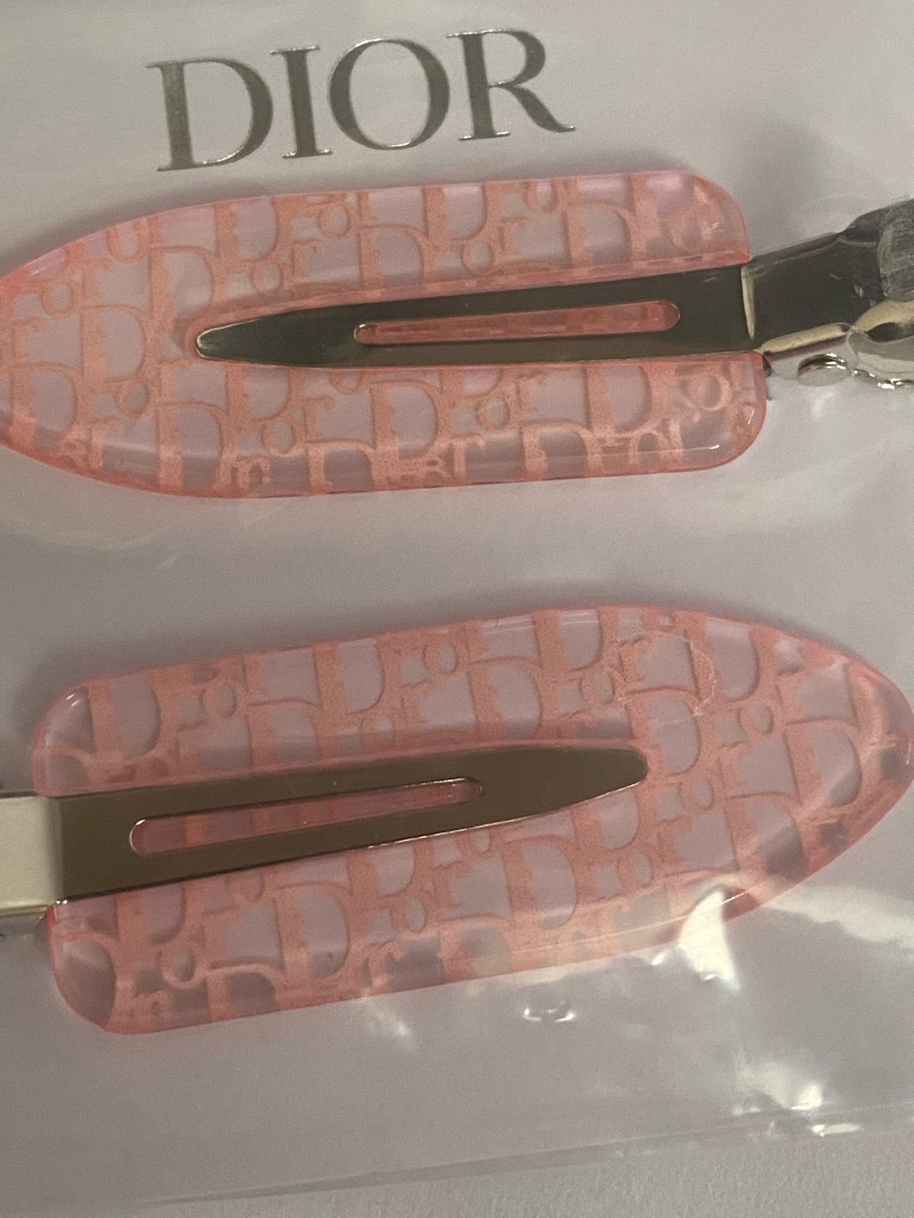 Dior Pink Logo Hair Clips - Picture 4 of 5